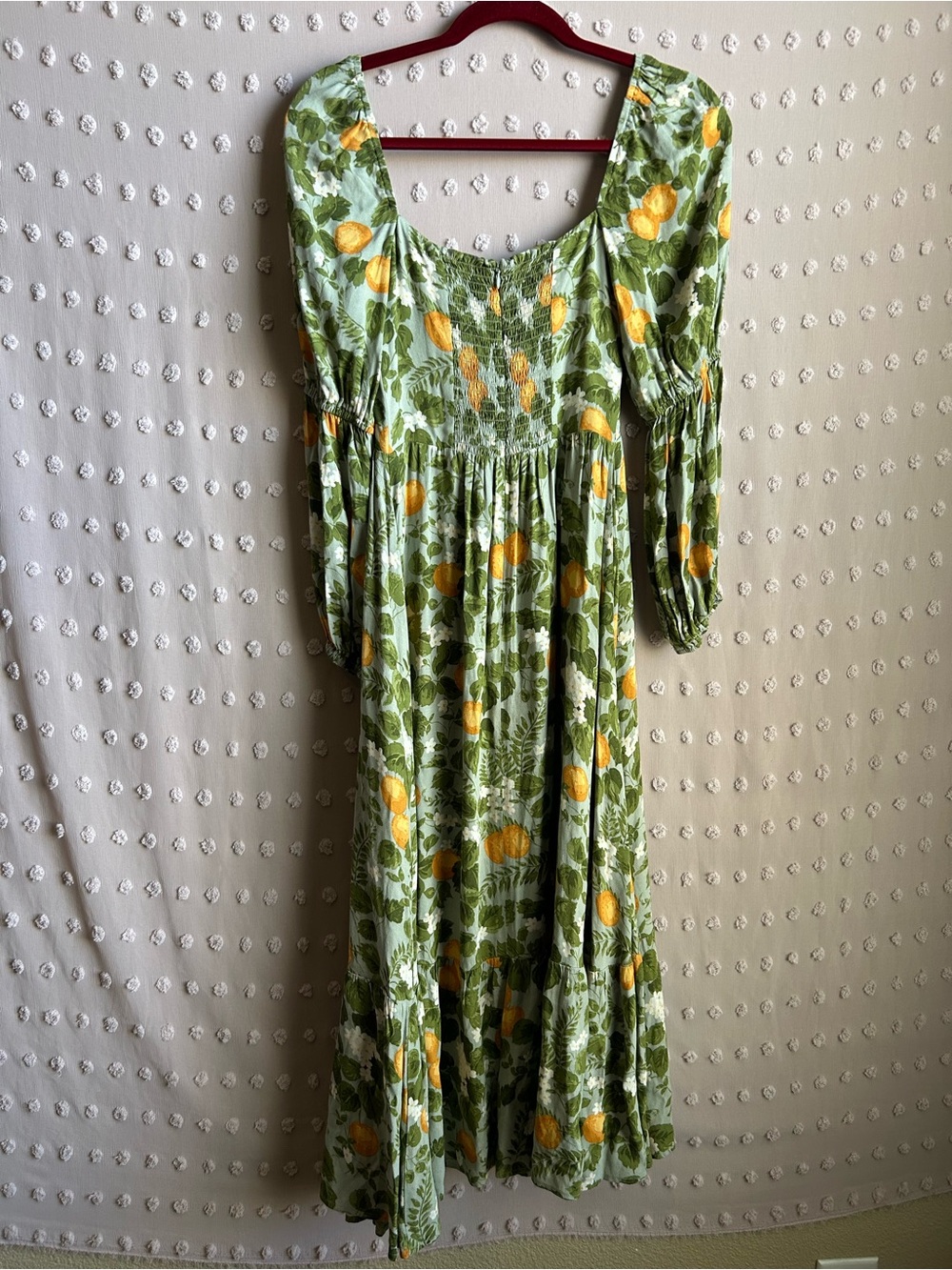 NWT Reformation Mica Long Sleeve Midi Dress Orange Grove Print Sz 0 - Picture 2 of 5